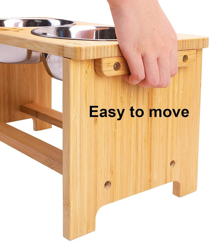 Elevated Dog Bowl Stand with Two Stainless Steel Bowls for Large, Medium, and Small Breeds