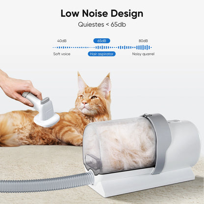 Professional Pet Grooming Kit: 2.5L Vacuum for Hair Removal with 5-in-1 Electric Clippers for Dogs, Cats, and Other Animals, White