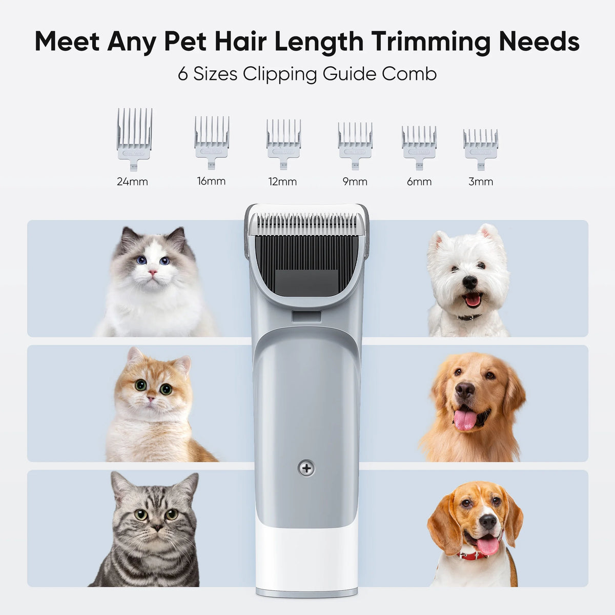 Professional Pet Grooming Kit: 2.5L Vacuum for Hair Removal with 5-in-1 Electric Clippers for Dogs, Cats, and Other Animals, White
