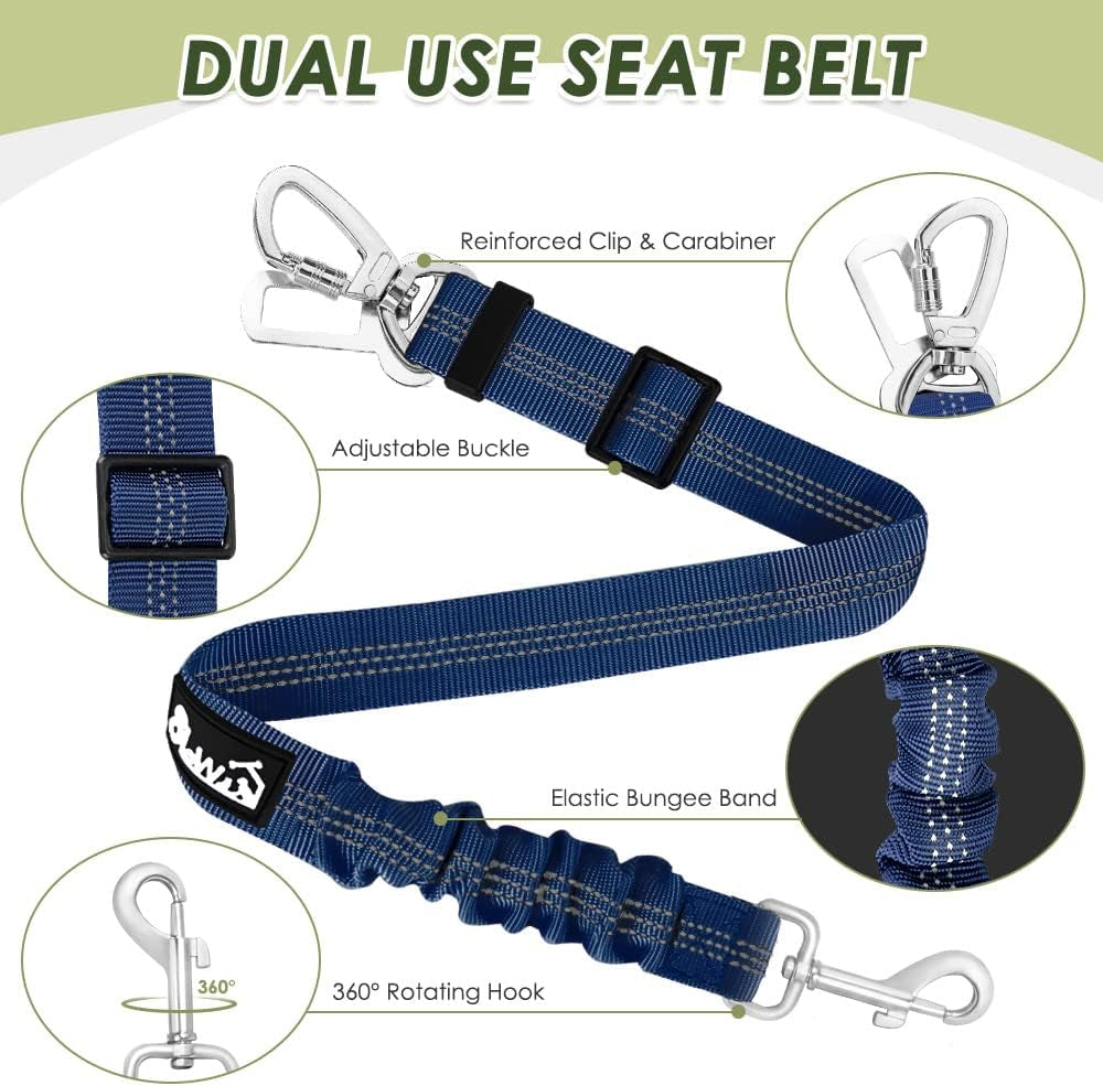 Dog Car Harness and Seat Belt Set with 2-in-1 Buckle, Size M