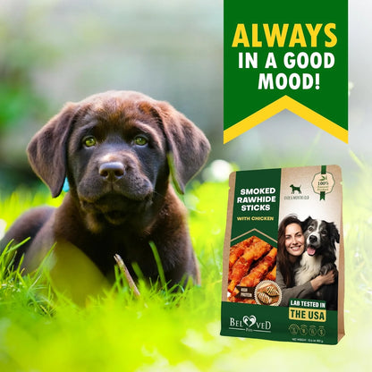 Natural Grain-Free Rawhide Chews Wrapped in Chicken for Dogs - 11 Oz - Premium Quality Pet Treats for Small and Large Breeds (Smoked Chicken Flavor)