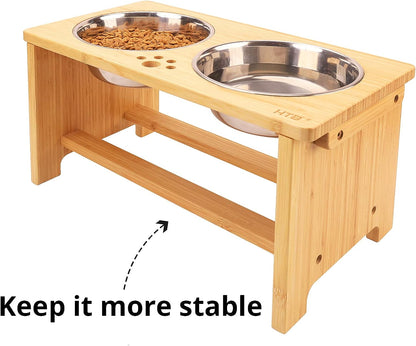 Elevated Dog Bowl Stand with Two Stainless Steel Bowls for Large, Medium, and Small Breeds