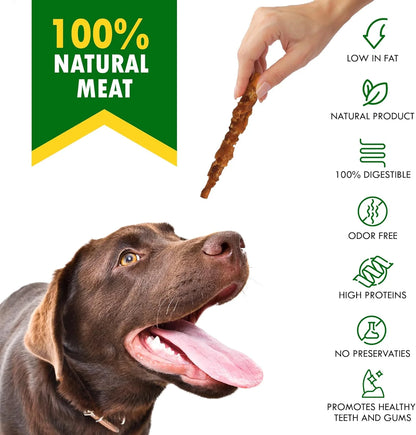 Natural Grain-Free Rawhide Chews Wrapped in Chicken for Dogs - 11 Oz - Premium Quality Pet Treats for Small and Large Breeds (Smoked Chicken Flavor)