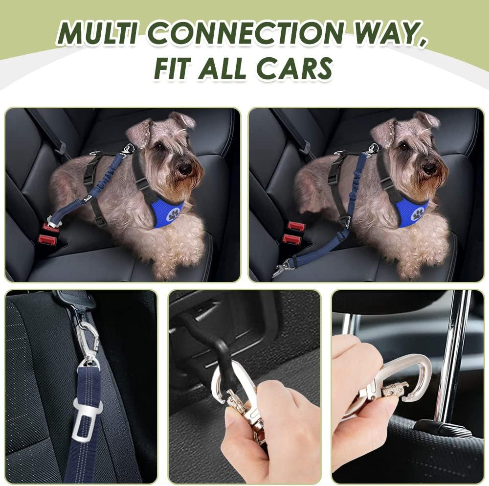Dog Car Harness and Seat Belt Set with 2-in-1 Buckle, Size M